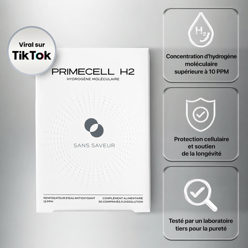 Épuisé toute la journée, vieillissant plus vite que vous ne devriez ? PrimeCell H2 protège vos cellules de l’intérieur vers l’extérieur.