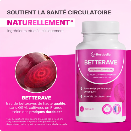 Gélules de betterave Rosabella pour soutenir la circulation et la vitalité*